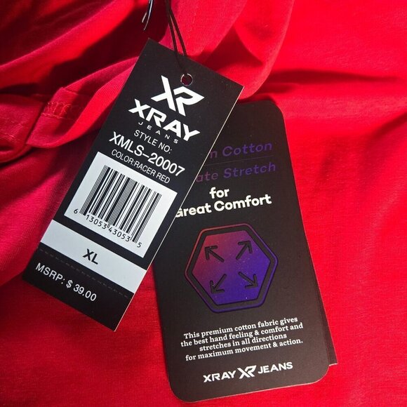 NWT X Ray Men's Crewneck & Hooded Long Sleeve Slim Fit T-Shirt - XL Racer Red - Picture 5 of 5